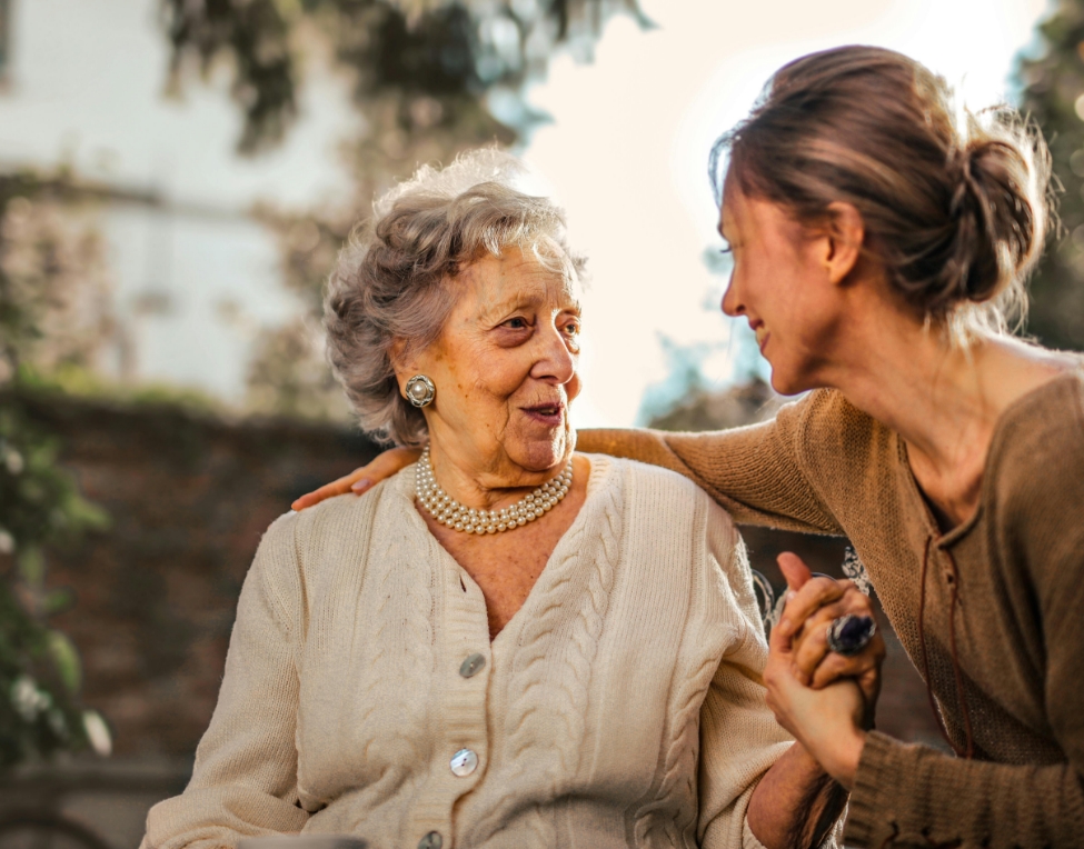 Caring healthcare interaction between two women
